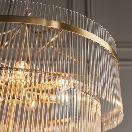 Endon 112576 - Lampadario a sospensione con catena MARIETTA 16xE14/6W/230V ottone/limpido