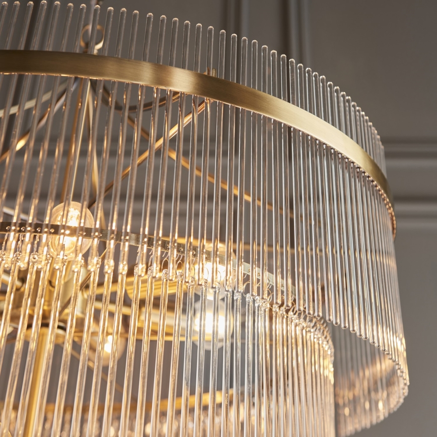 Endon 112576 - Lampadario a sospensione con catena MARIETTA 16xE14/6W/230V ottone/limpido