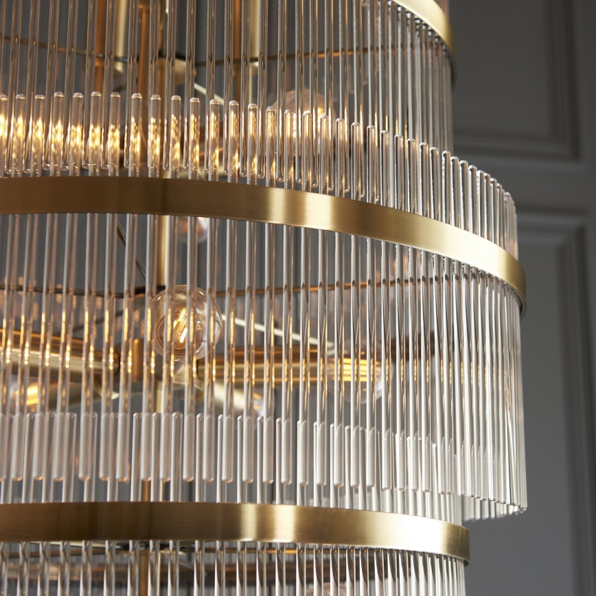 Endon 112793 - Lampadario a sospensione con catena MARIETTA GRAND 21xE14/6W/230V ottone/limpido