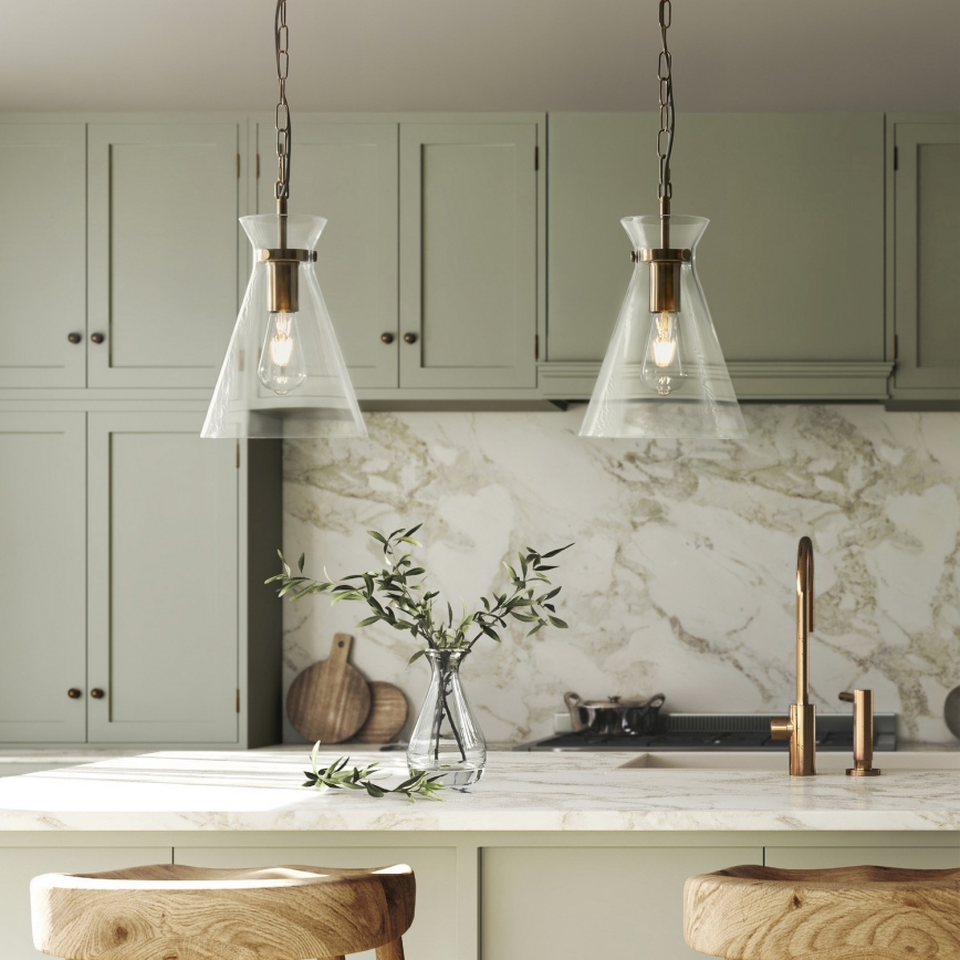 Endon 112859 - Lampadario a catena HARLOW 1xE27/10W/230V ottone