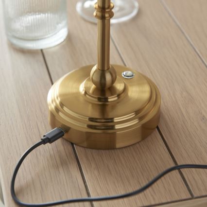 Endon 114796 - LED Lampada da tavolo ricaricabile dimmerabile BURLEY LED/1,5W/5V ottone/blu