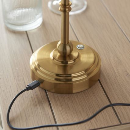 Endon 114811 - Lampada da tavolo ricaricabile dimmerabile BURLEY LED/1,5W/5V 3600 mAh ottone/bianco