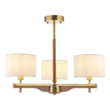 Endon 116993 - Lampadario su asta HEATHCLIFF 3xE14/7W/230V ottone/frassino