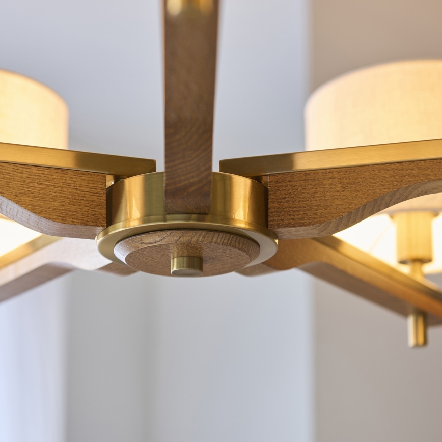 Endon 116994 - Lampadario a catena HEATHCLIFF 5xE14/7W/230V ottone/frassino