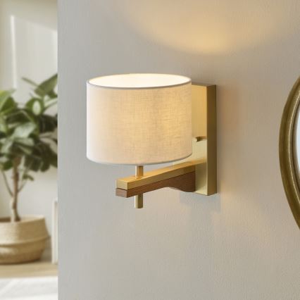 Endon 116995 - Lampada da parete HEATHCLIFF 1xE14/7W/230V ottone/frassino