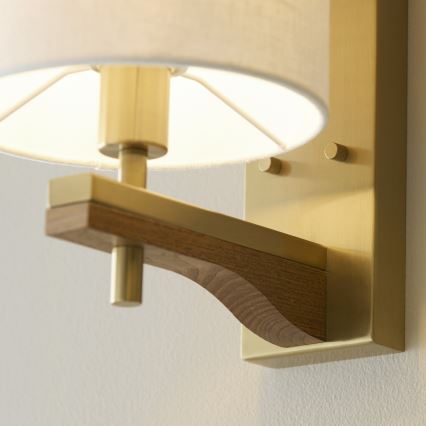 Endon 116995 - Lampada da parete HEATHCLIFF 1xE14/7W/230V ottone/frassino