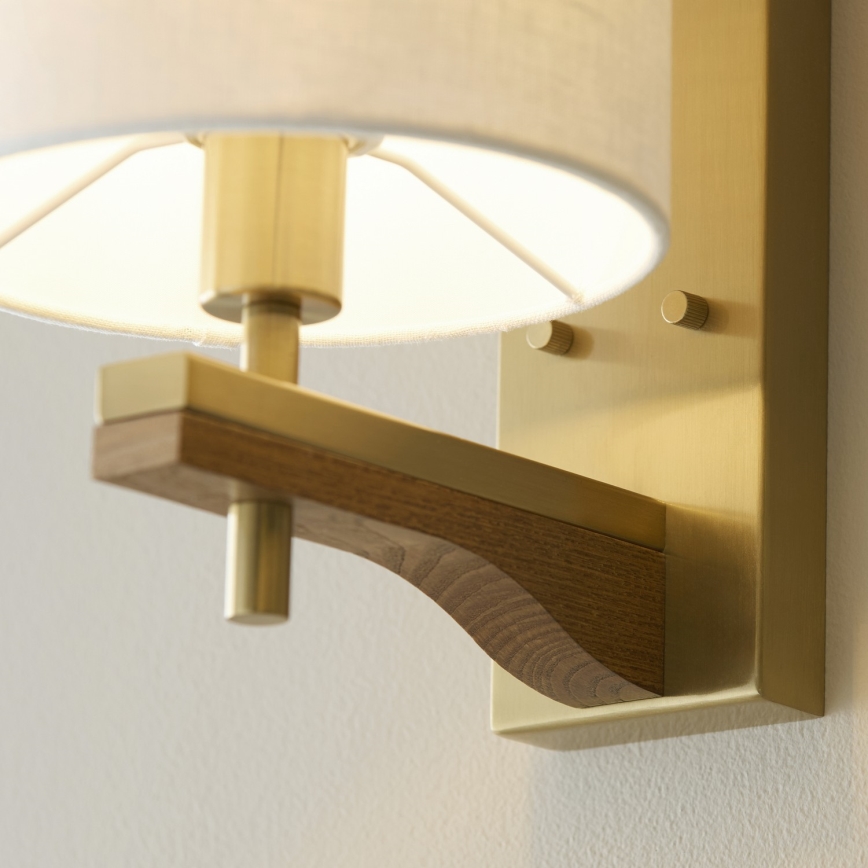 Endon 116995 - Lampada da parete HEATHCLIFF 1xE14/7W/230V ottone/frassino