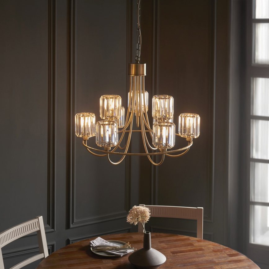 Endon 118934 - Lampadario con catena BERENICE 9xE14/7W/230V dorato