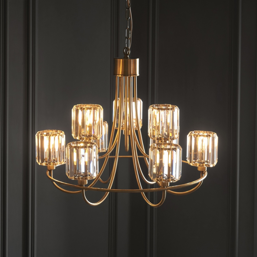 Endon 118934 - Lampadario con catena BERENICE 9xE14/7W/230V dorato