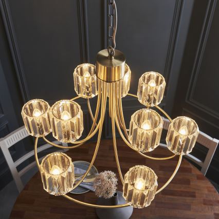 Endon 118934 - Lampadario con catena BERENICE 9xE14/7W/230V dorato