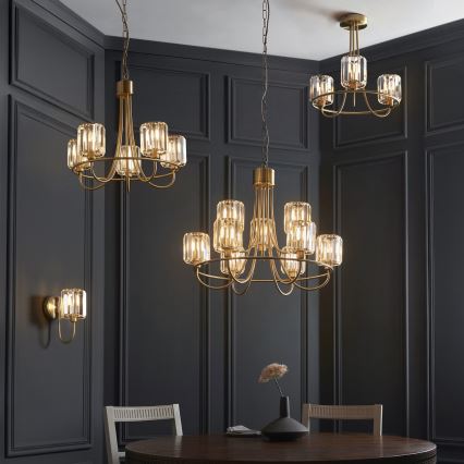 Endon 118934 - Lampadario con catena BERENICE 9xE14/7W/230V dorato