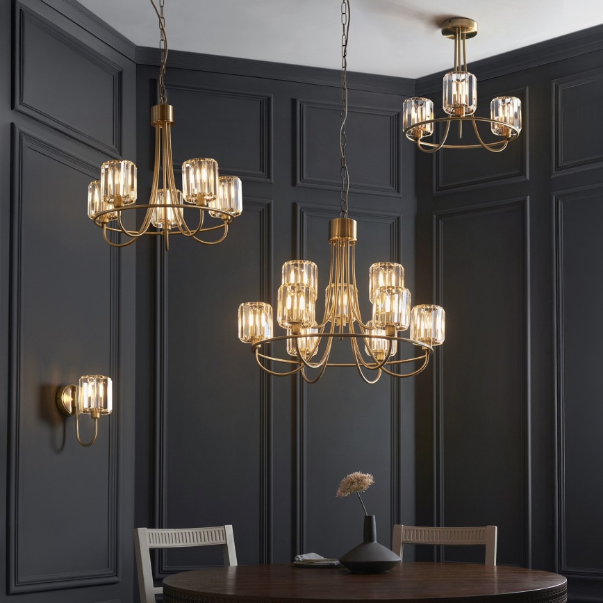 Endon 118934 - Lampadario con catena BERENICE 9xE14/7W/230V dorato