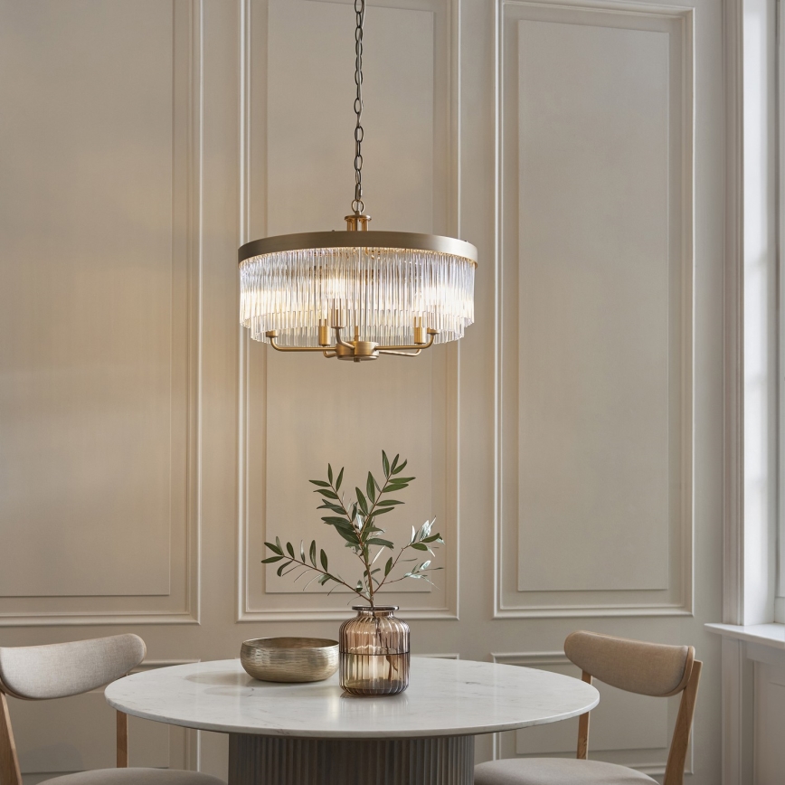 Endon 119110 - Lampadario a catena CLERMONT 5xE14/6W/230V ottone