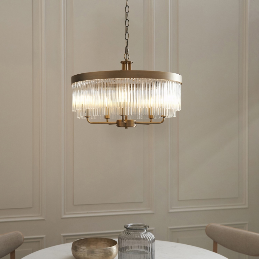 Endon 119110 - Lampadario a catena CLERMONT 5xE14/6W/230V ottone
