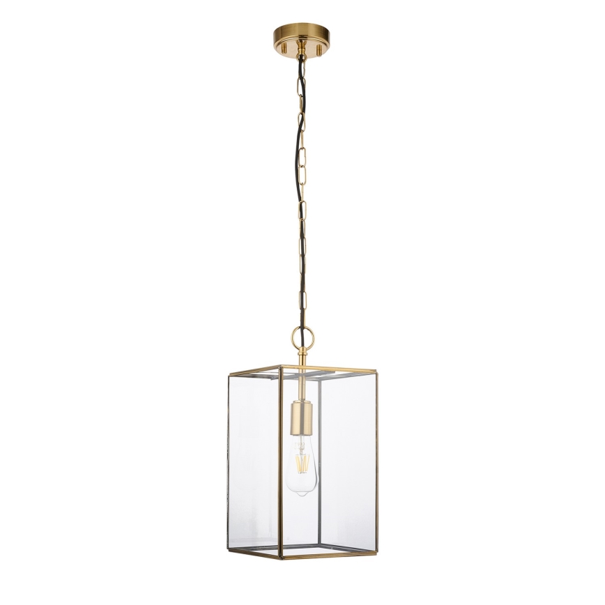 Endon 119141 - Lampadario a catena HAMMOND 1xE27/10W/230V 21,5x21,5 cm ottone