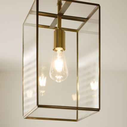 Endon 119141 - Lampadario a catena HAMMOND 1xE27/10W/230V 21,5x21,5 cm ottone