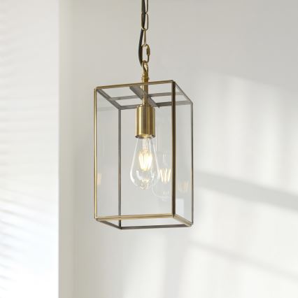 Endon 119142 - Lampadario a catena HAMMOND 1xE27/10W/230V 17x17 cm in ottone