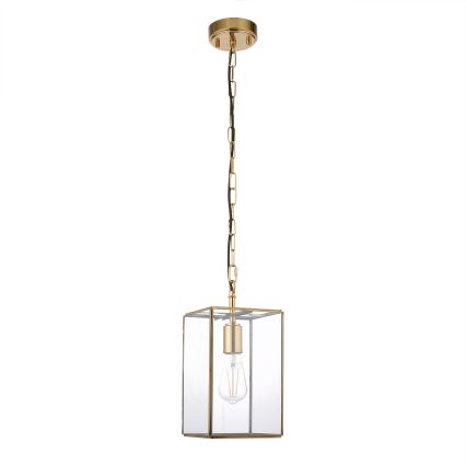 Endon 119142 - Lampadario a catena HAMMOND 1xE27/10W/230V 17x17 cm in ottone