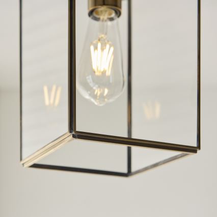 Endon 119142 - Lampadario a catena HAMMOND 1xE27/10W/230V 17x17 cm in ottone