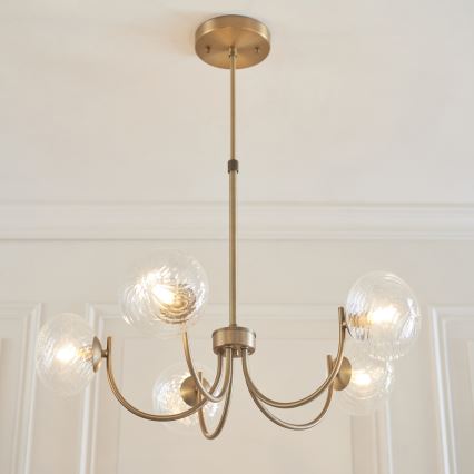 Endon 119210 - Lampadario con asta HAGUE 5xG9/5W/230V ottone