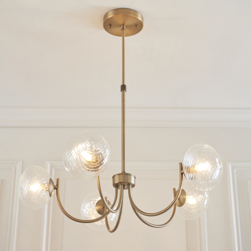 Endon 119210 - Lampadario con asta HAGUE 5xG9/5W/230V ottone