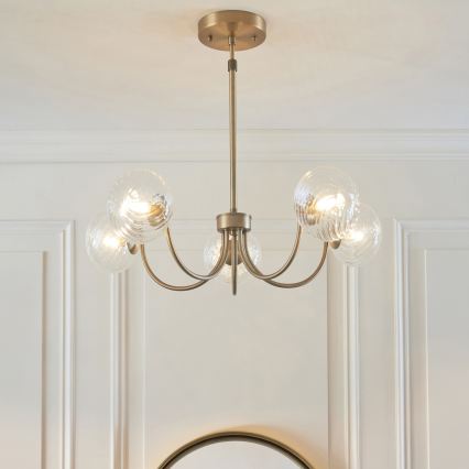 Endon 119210 - Lampadario con asta HAGUE 5xG9/5W/230V ottone