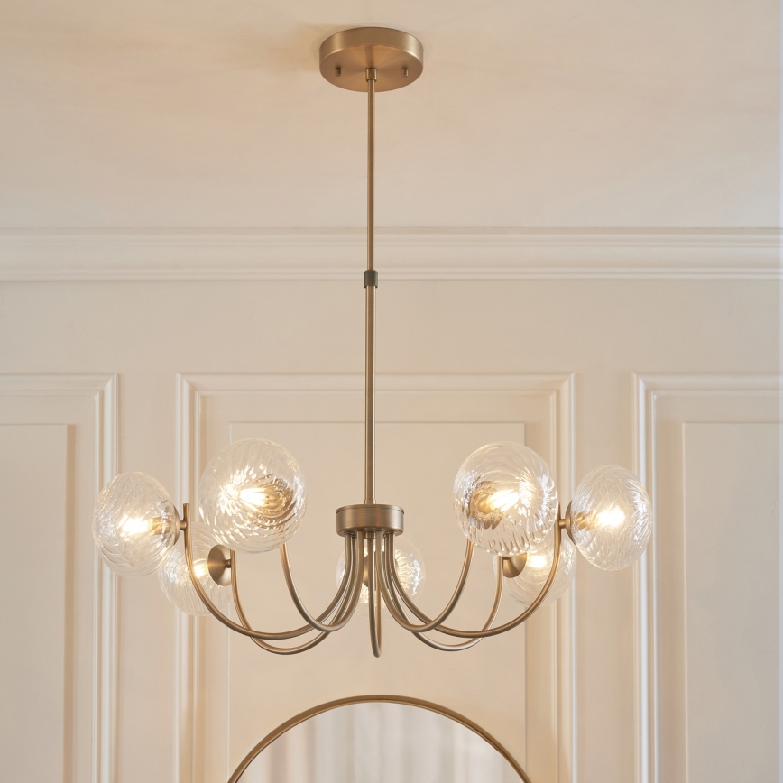 Endon 119224 - Lampadario a sospensione HAGUE 7xG9/5W/230V, finitura ottone