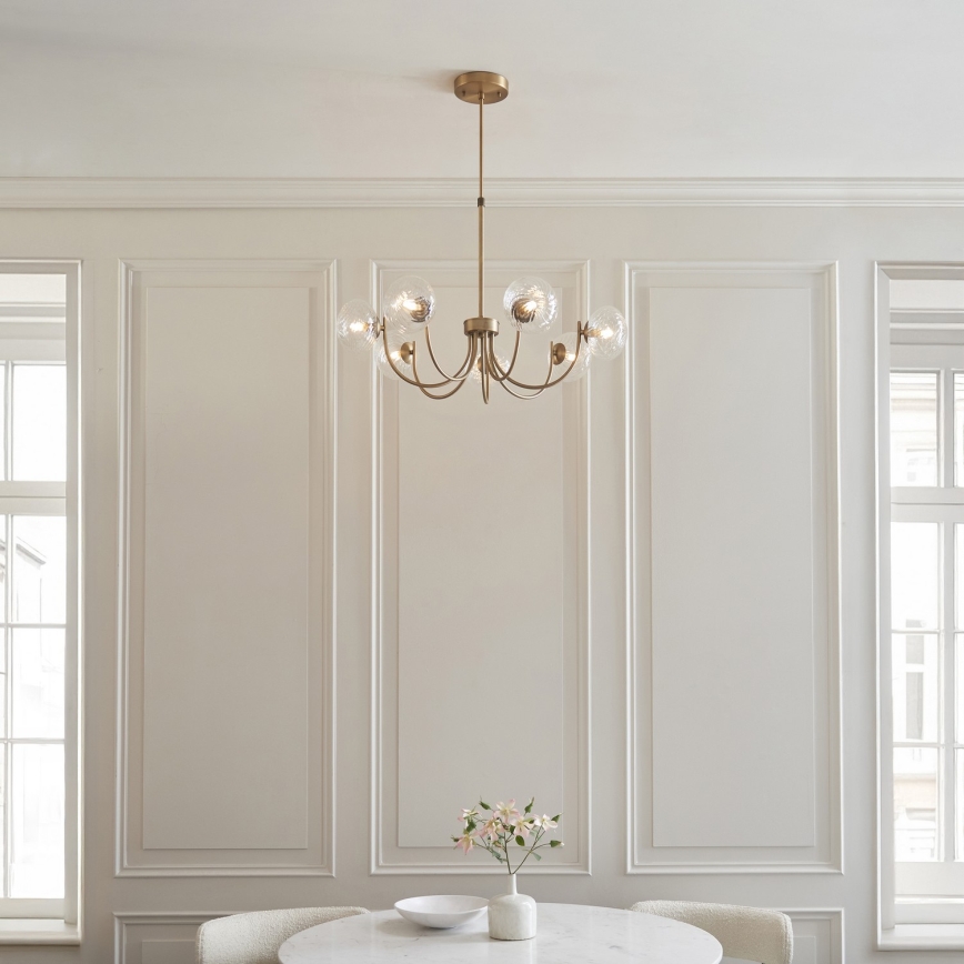 Endon 119224 - Lampadario a sospensione HAGUE 7xG9/5W/230V, finitura ottone