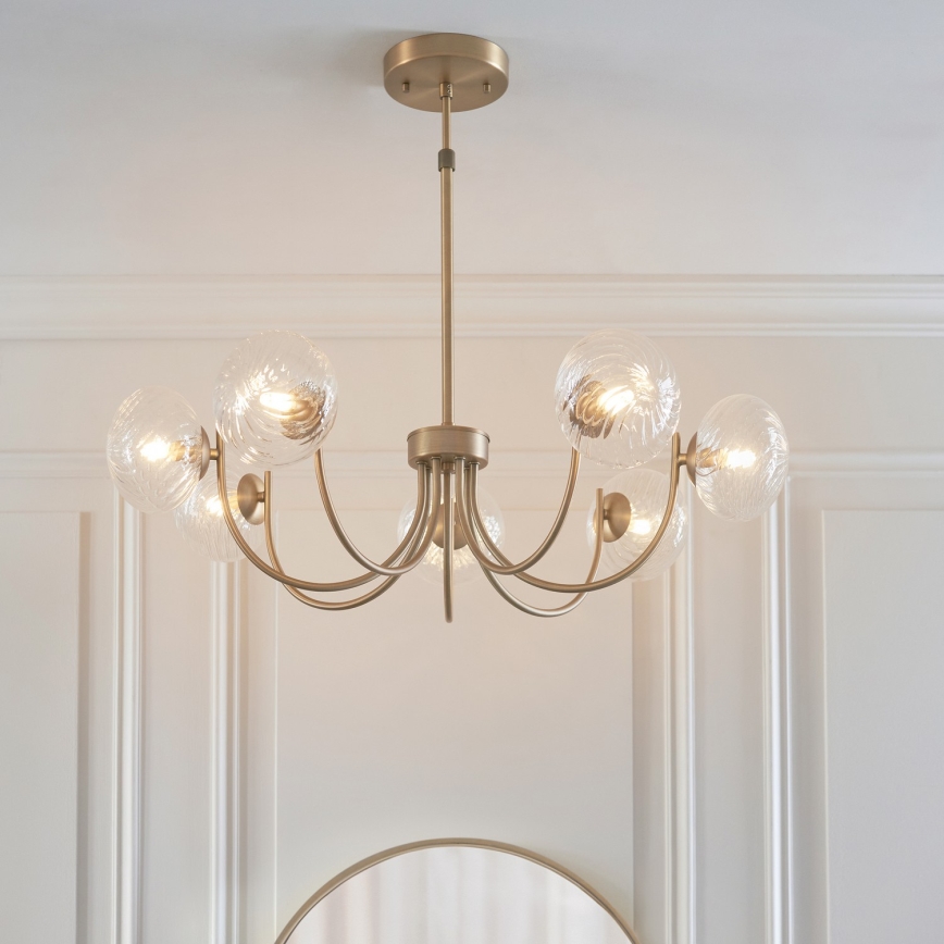 Endon 119224 - Lampadario a sospensione HAGUE 7xG9/5W/230V, finitura ottone