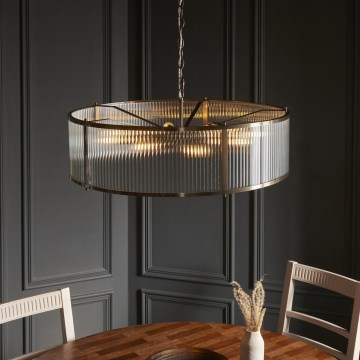 Endon 119455 - Lampadario a catena RIDGETON 8xE14/7W/230V ottone