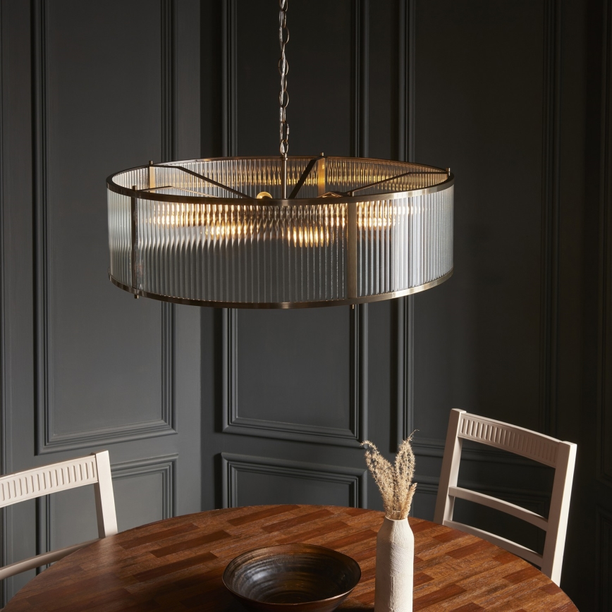 Endon 119455 - Lampadario a catena RIDGETON 8xE14/7W/230V ottone