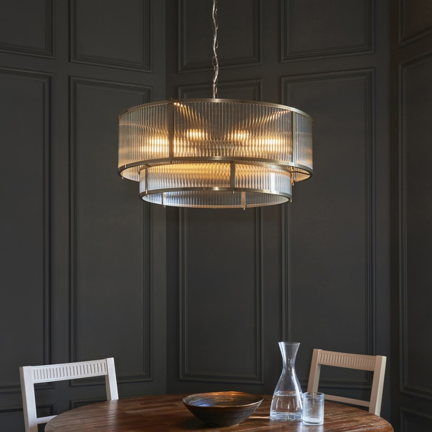 Endon 119456 - Lampadario a catena RIDGETON 8xE14/7W/230V cromo satinato