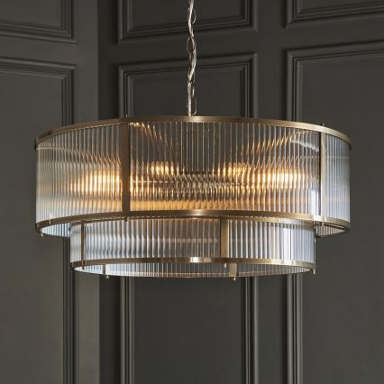 Endon 119456 - Lampadario a catena RIDGETON 8xE14/7W/230V cromo satinato