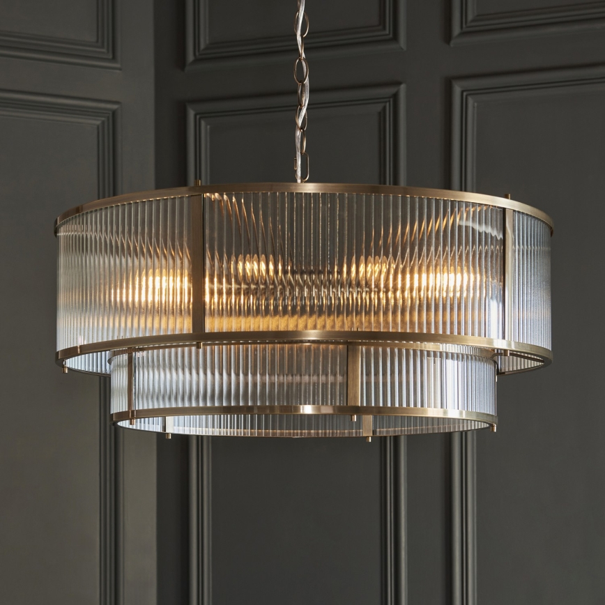 Endon 119456 - Lampadario a catena RIDGETON 8xE14/7W/230V cromo satinato