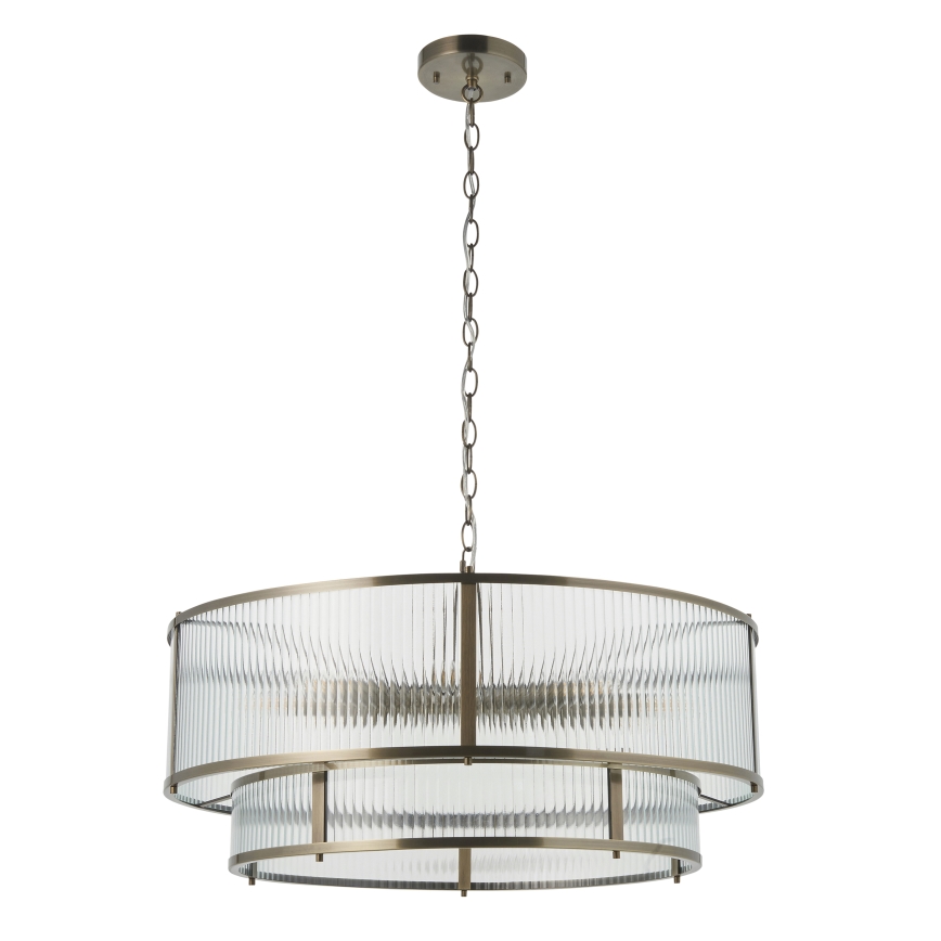 Endon 119456 - Lampadario a catena RIDGETON 8xE14/7W/230V cromo satinato