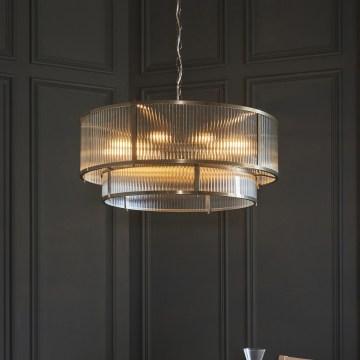 Endon 119456 - Lampadario a catena RIDGETON 8xE14/7W/230V in ottone