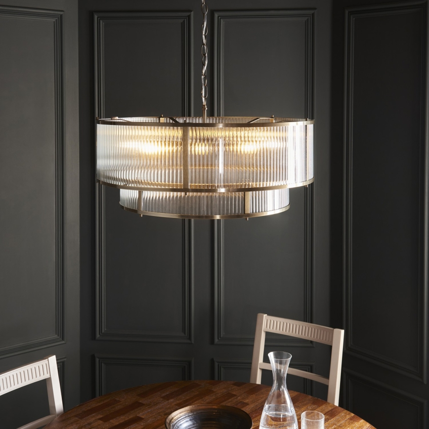 Endon 119456 - Lampadario a catena RIDGETON 8xE14/7W/230V in ottone