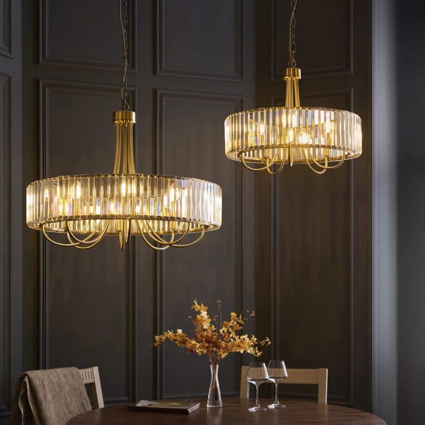 Endon 119611 - Lampadario a catena VISCONTI 8xE14/6W/230V ottone
