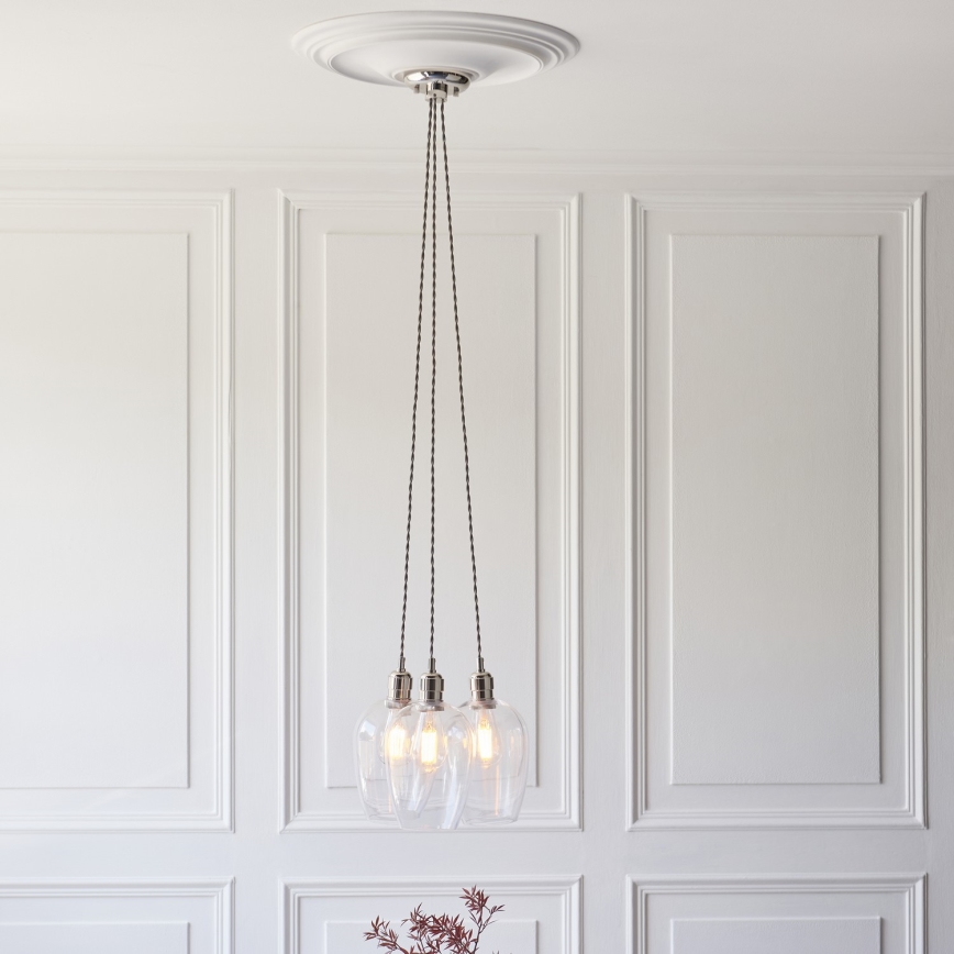 Endon 120644 - Lampadario a sospensione con cavo 3xE27/10W/230V, cromo lucido