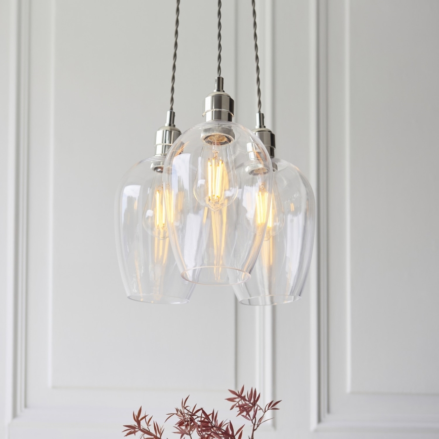 Endon 120644 - Lampadario a sospensione con cavo 3xE27/10W/230V, cromo lucido