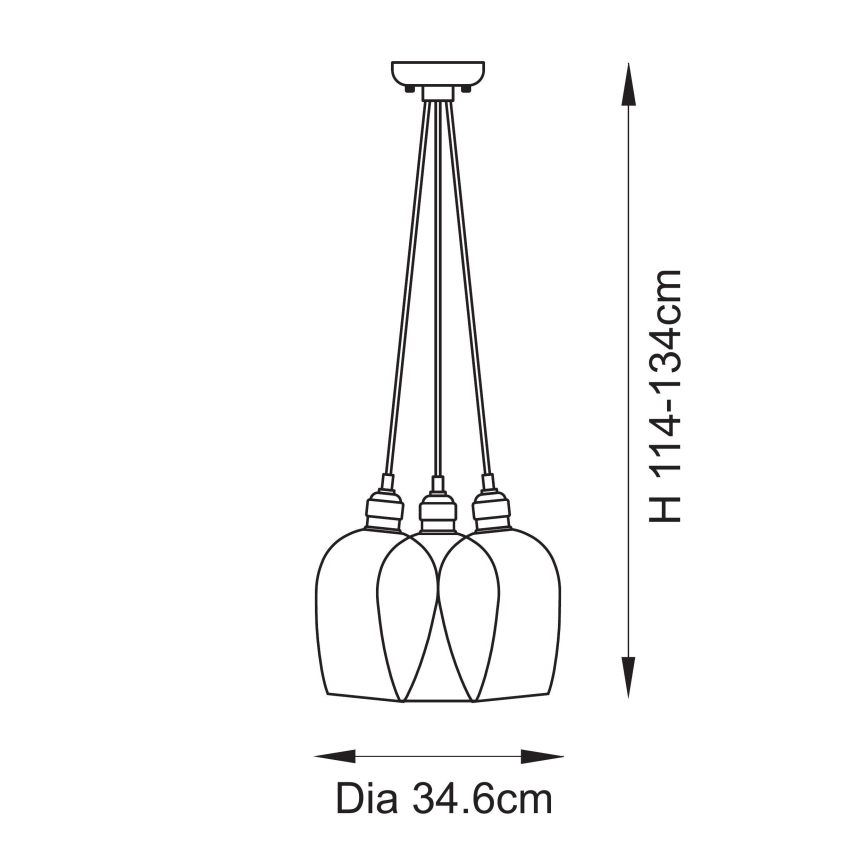 Endon 120644 - Lampadario a sospensione con cavo 3xE27/10W/230V, cromo lucido