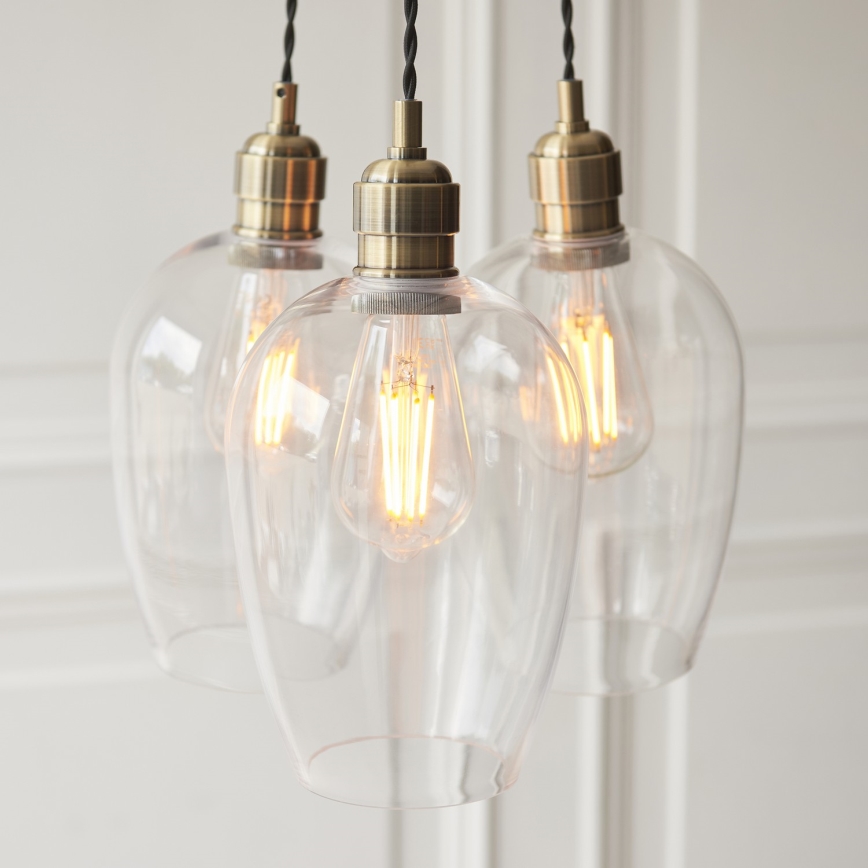 Endon 120648 - Lampada a sospensione con cavo 3xE27/10W/230V ottone