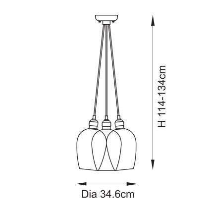 Endon 120648 - Lampada a sospensione con cavo 3xE27/10W/230V ottone