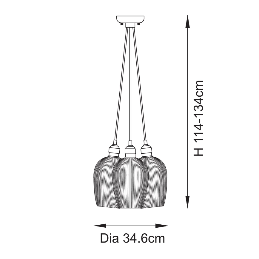 Endon 120652 - Lampadario a sospensione con cavo 3xE27/10W/230V cromo lucido