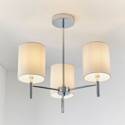 Endon 56642 - Lampadario a sospensione con supporto rigido BRIO 3xE14/40W/230V cromo lucido/bianco