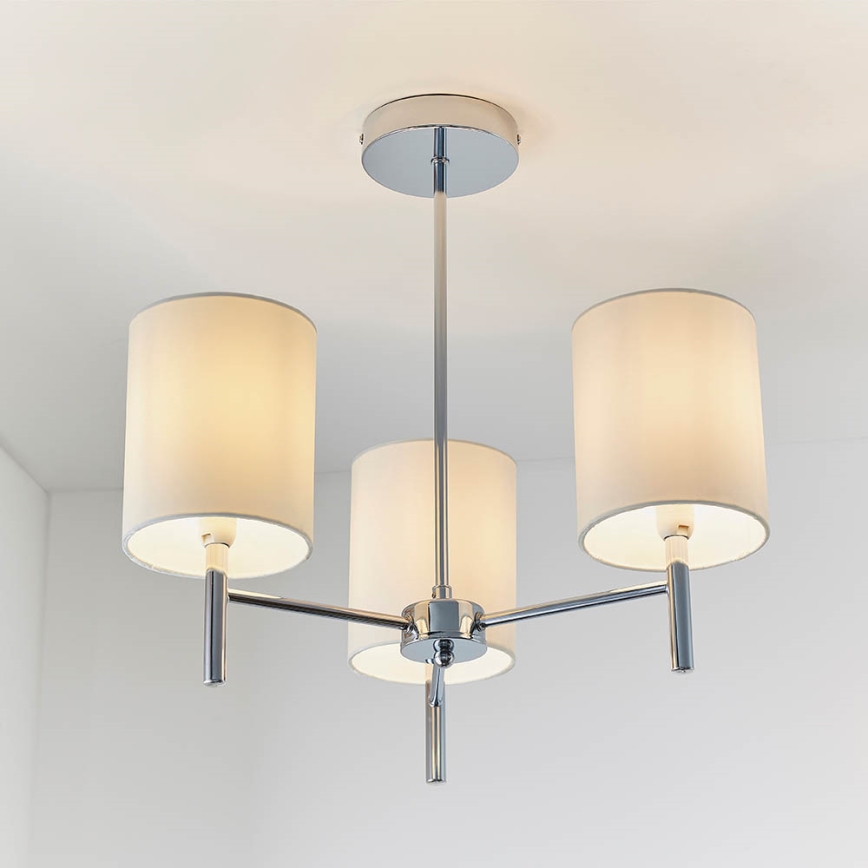 Endon 56642 - Lampadario a sospensione con supporto rigido BRIO 3xE14/40W/230V cromo lucido/bianco