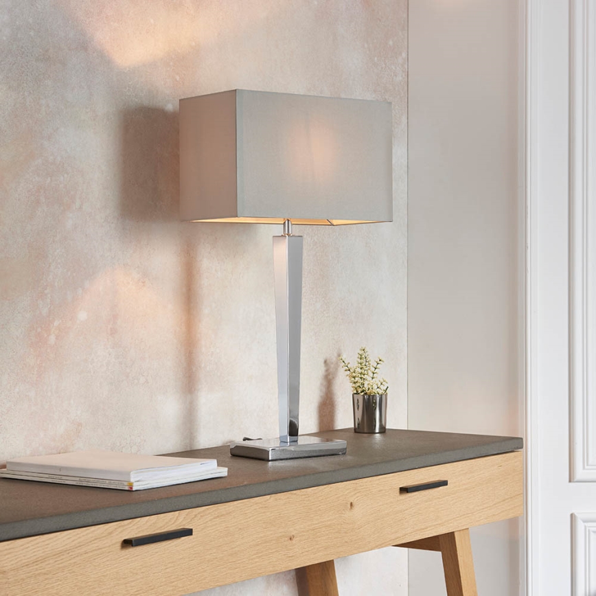 Endon 56707 - Lampada da tavolo MORETO 1xE27/60W/230V cromo lucido/grigio