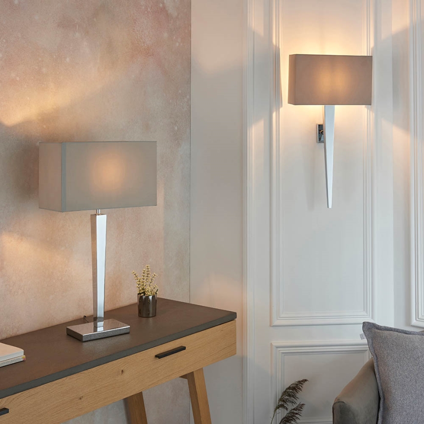 Endon 56707 - Lampada da tavolo MORETO 1xE27/60W/230V cromo lucido/grigio