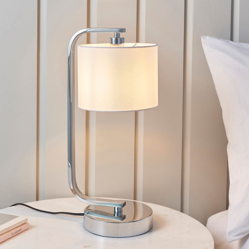 Endon 57917 - Lampada da tavolo dimmerabile CANNING 1xE14/40W/230V cromo lucido/bianco