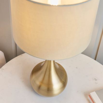 Endon 61191 - Lampada da tavolo dimmerabile PICCADILLY 1xE14/40W/230V ottone/beige